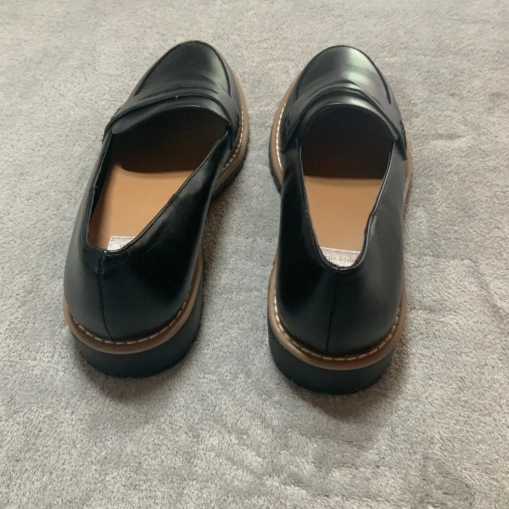 DV Dolce Vita Carley Black Lug Sole Penny Loafers Womens Size 8 Chunky Heel